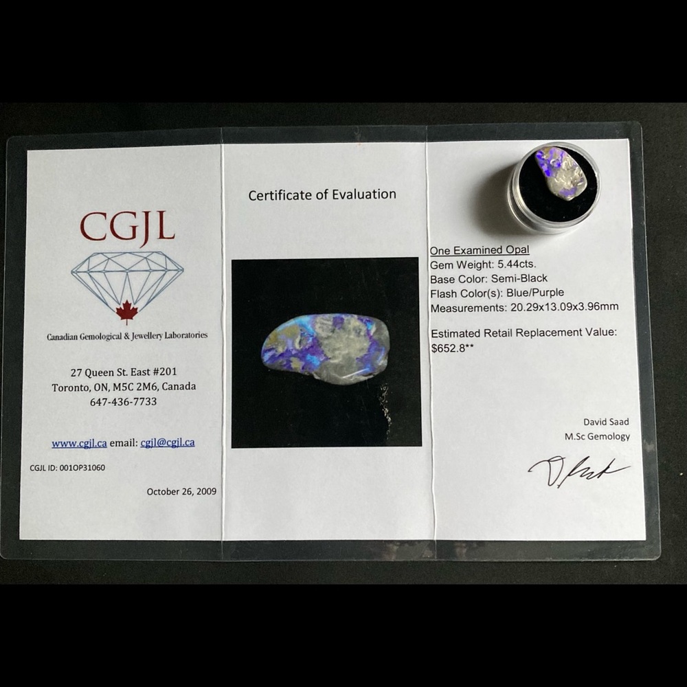 Elegant Opal with blue and Purple flash